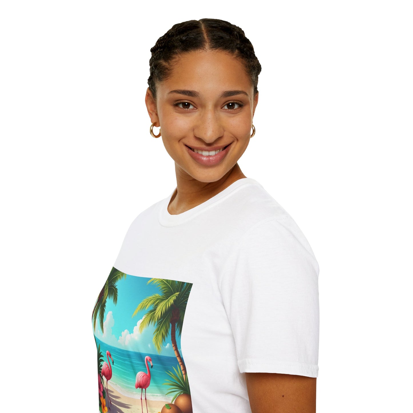 Tropical Flamingo T-Shirt, Unisex Summer Tee, Beach Vibes Apparel, Vacation Wear, Gift for Nature Lovers, Casual Style, Fun Tee