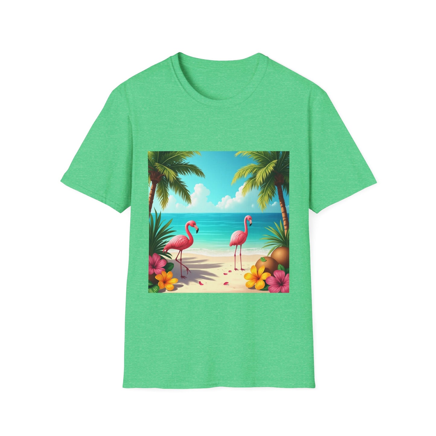 Tropical Flamingo T-Shirt, Unisex Summer Tee, Beach Vibes Apparel, Vacation Wear, Gift for Nature Lovers, Casual Style, Fun Tee