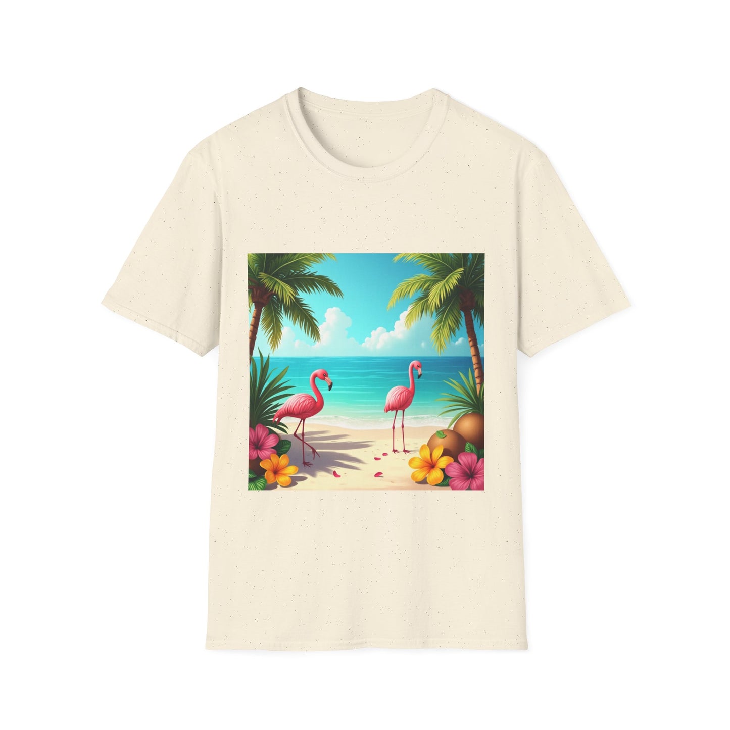 Tropical Flamingo T-Shirt, Unisex Summer Tee, Beach Vibes Apparel, Vacation Wear, Gift for Nature Lovers, Casual Style, Fun Tee