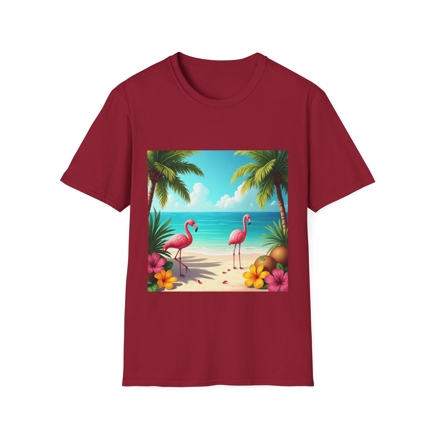 Tropical Flamingo T-Shirt, Unisex Summer Tee, Beach Vibes Apparel, Vacation Wear, Gift for Nature Lovers, Casual Style, Fun Tee