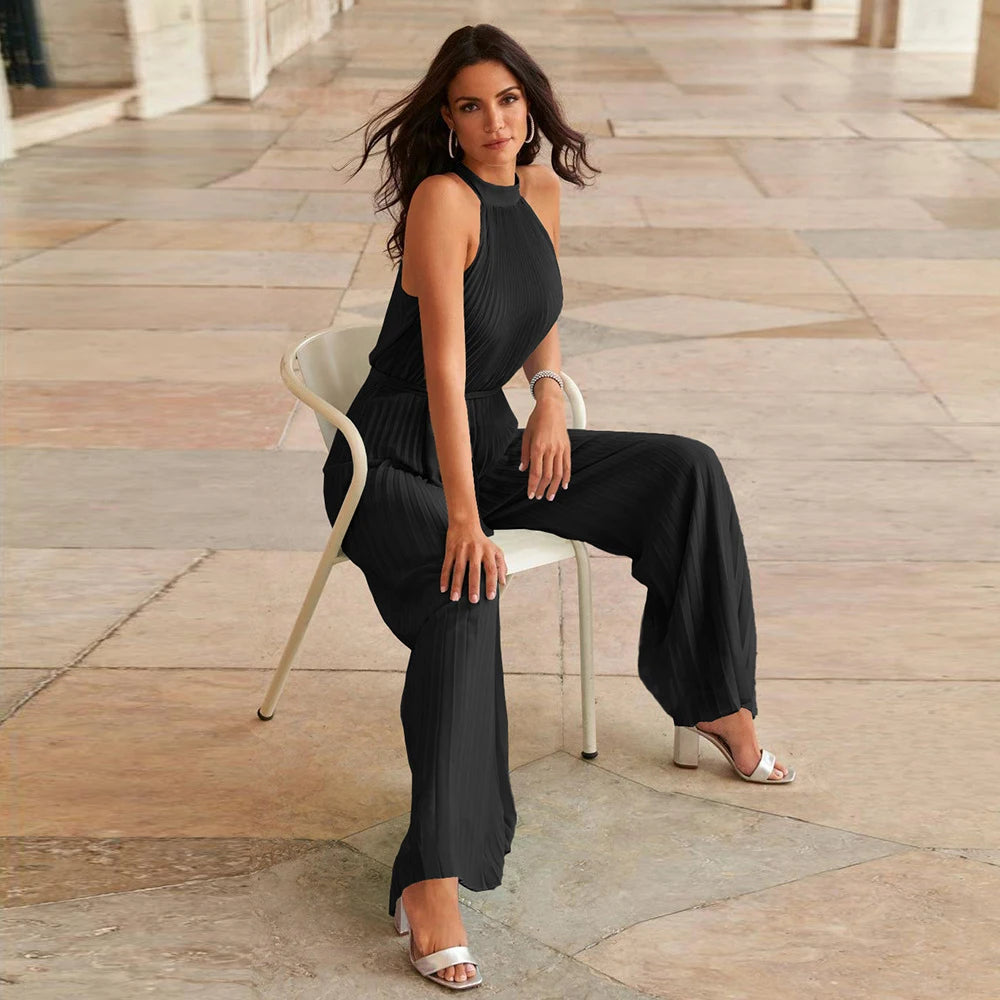 Casey Sleeveless Wide-leg Jumpsuit with Belt