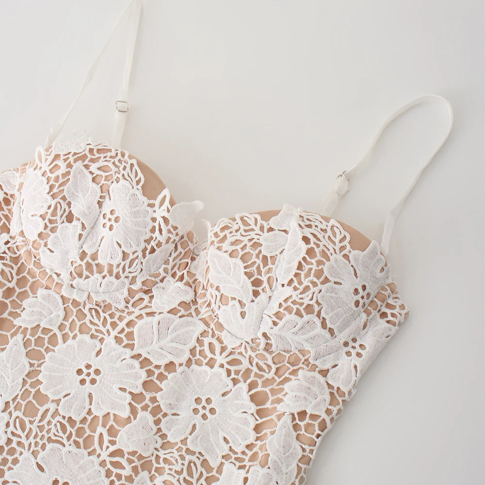 Amelia White Lace-up Maxi Dress