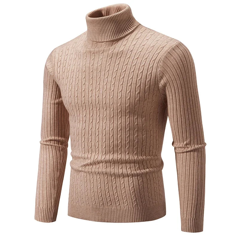 New Winter Men's Turtleneck Sweater Casual Men's Knitted Sweater Keep Warm Fitness Men Pullovers Tops