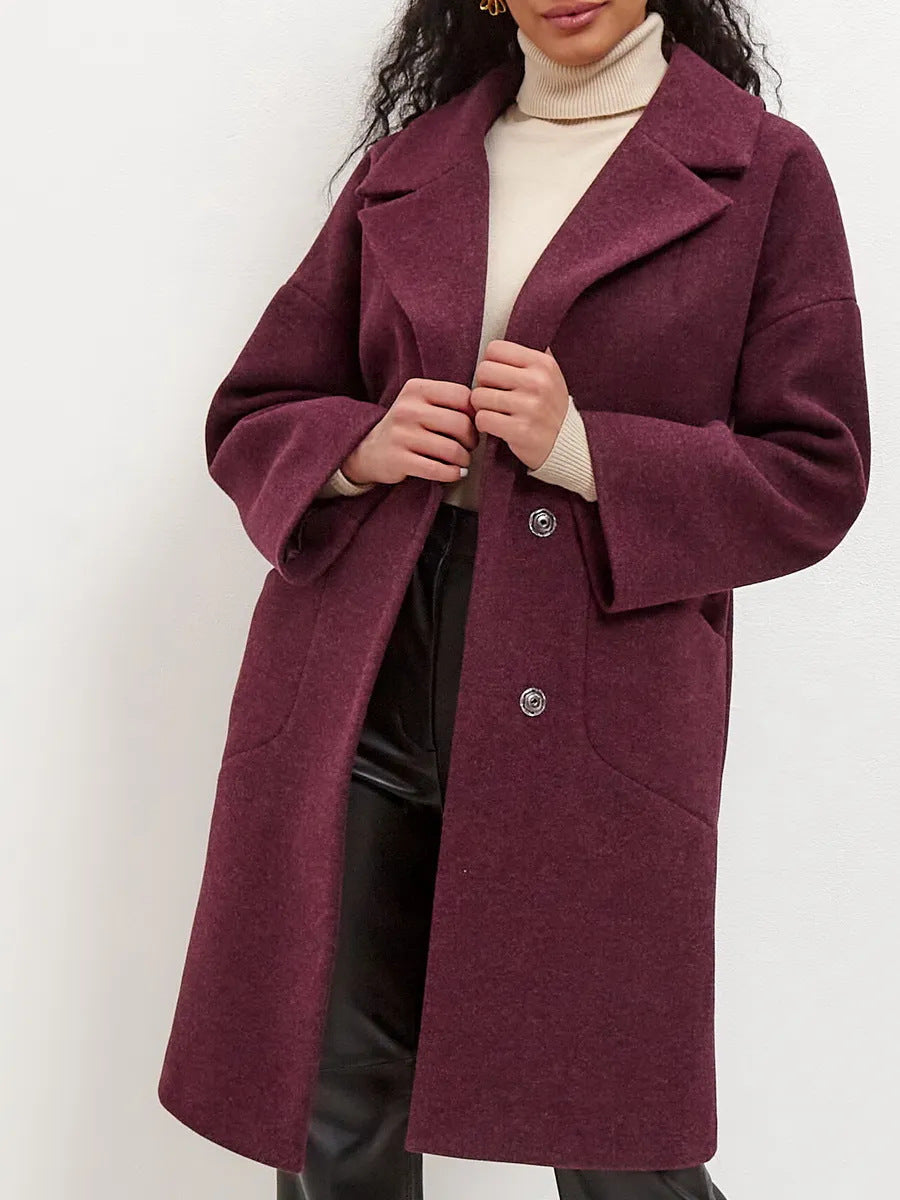 Long Wool Coat With Pockets For Women