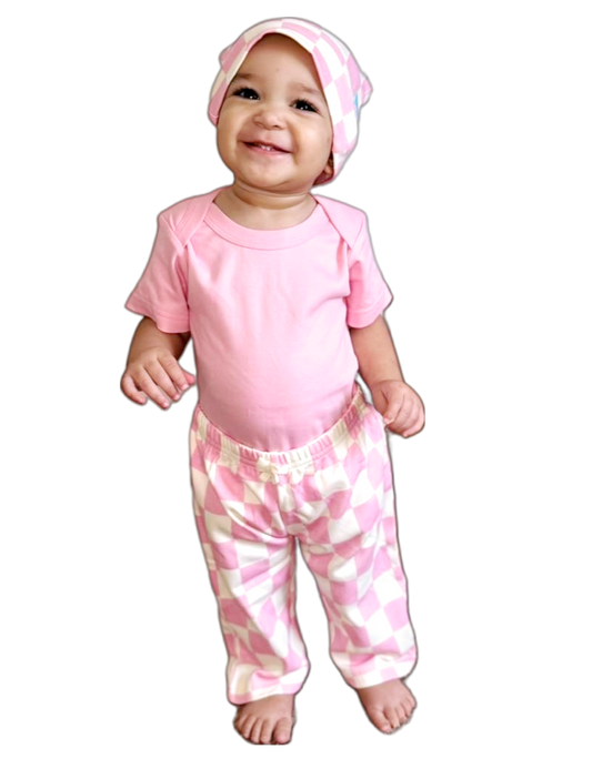 3-piece Pink Checks Set-0