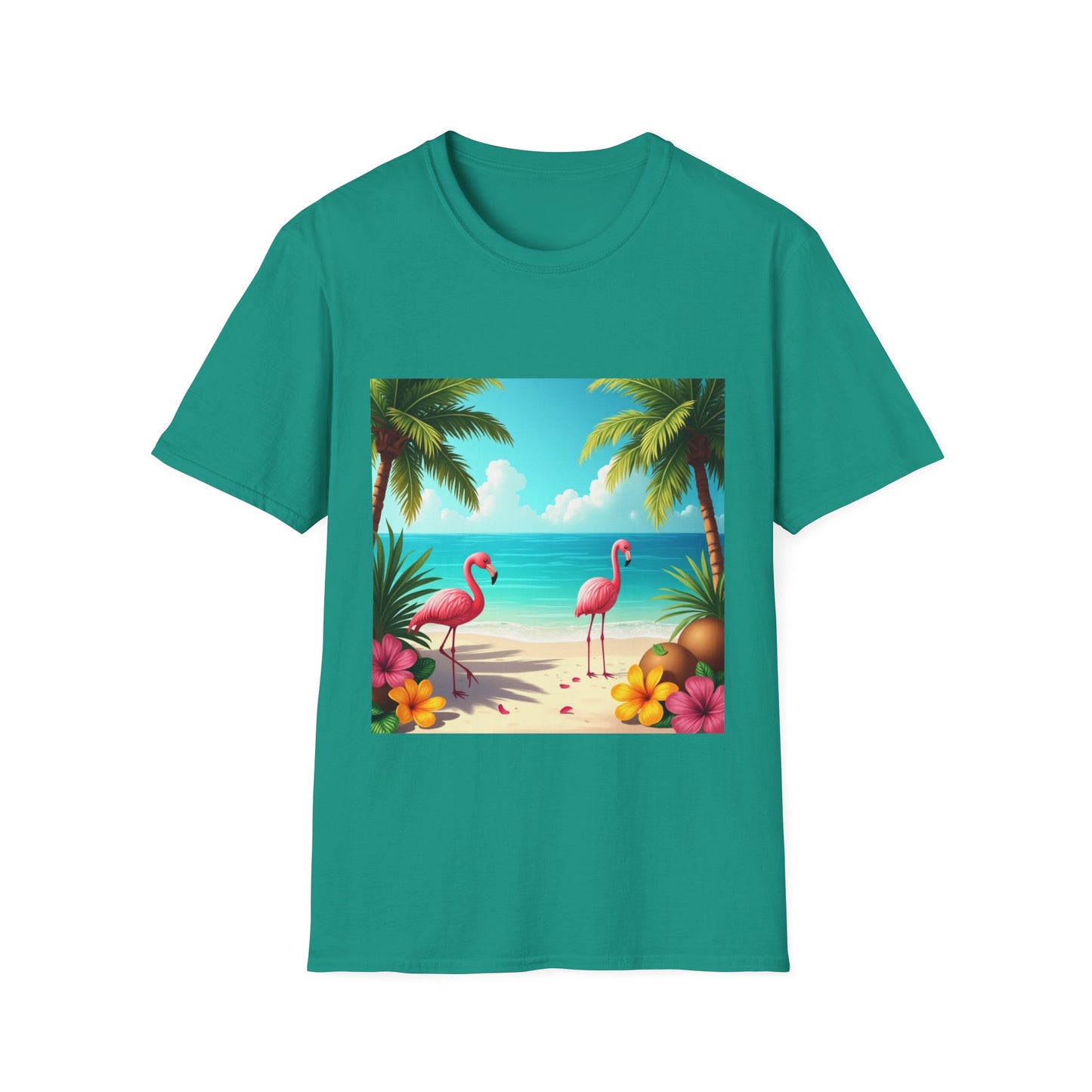Tropical Flamingo T-Shirt, Unisex Summer Tee, Beach Vibes Apparel, Vacation Wear, Gift for Nature Lovers, Casual Style, Fun Tee