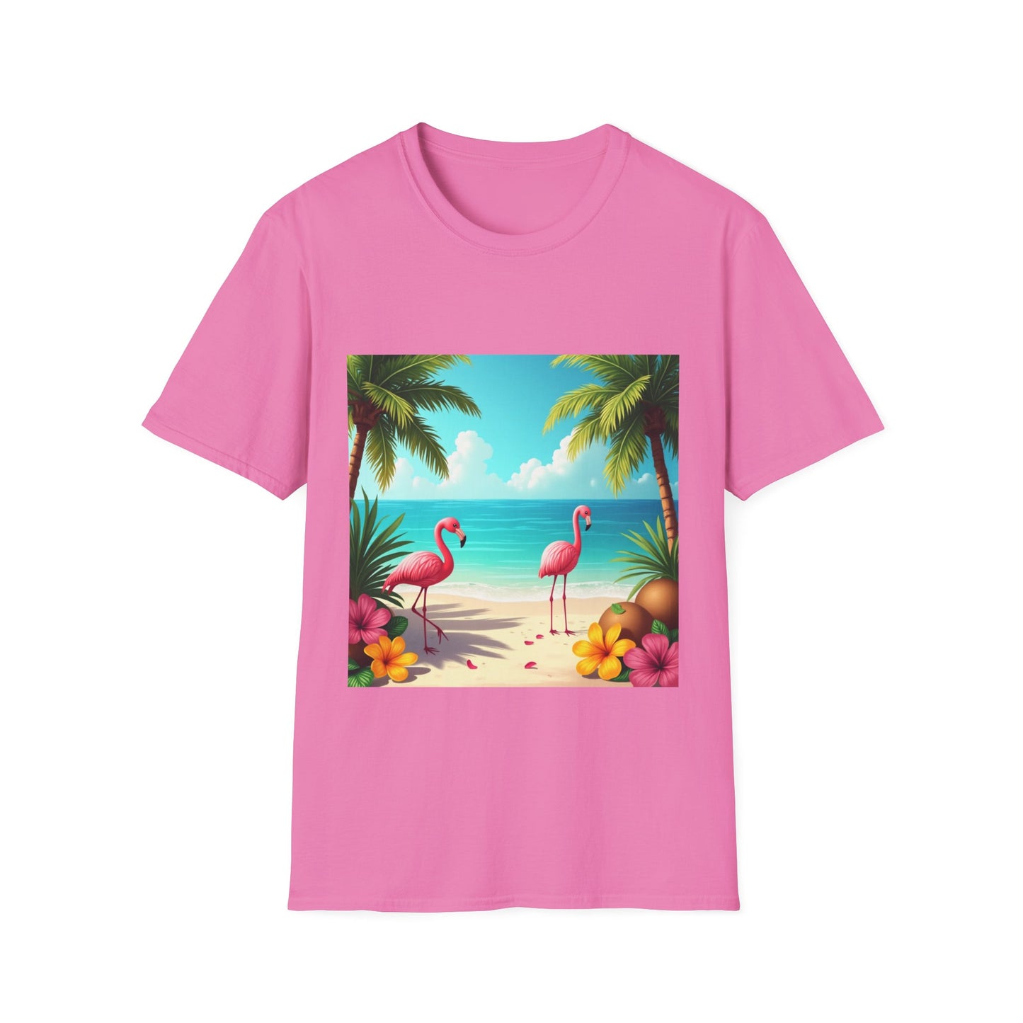 Tropical Flamingo T-Shirt, Unisex Summer Tee, Beach Vibes Apparel, Vacation Wear, Gift for Nature Lovers, Casual Style, Fun Tee