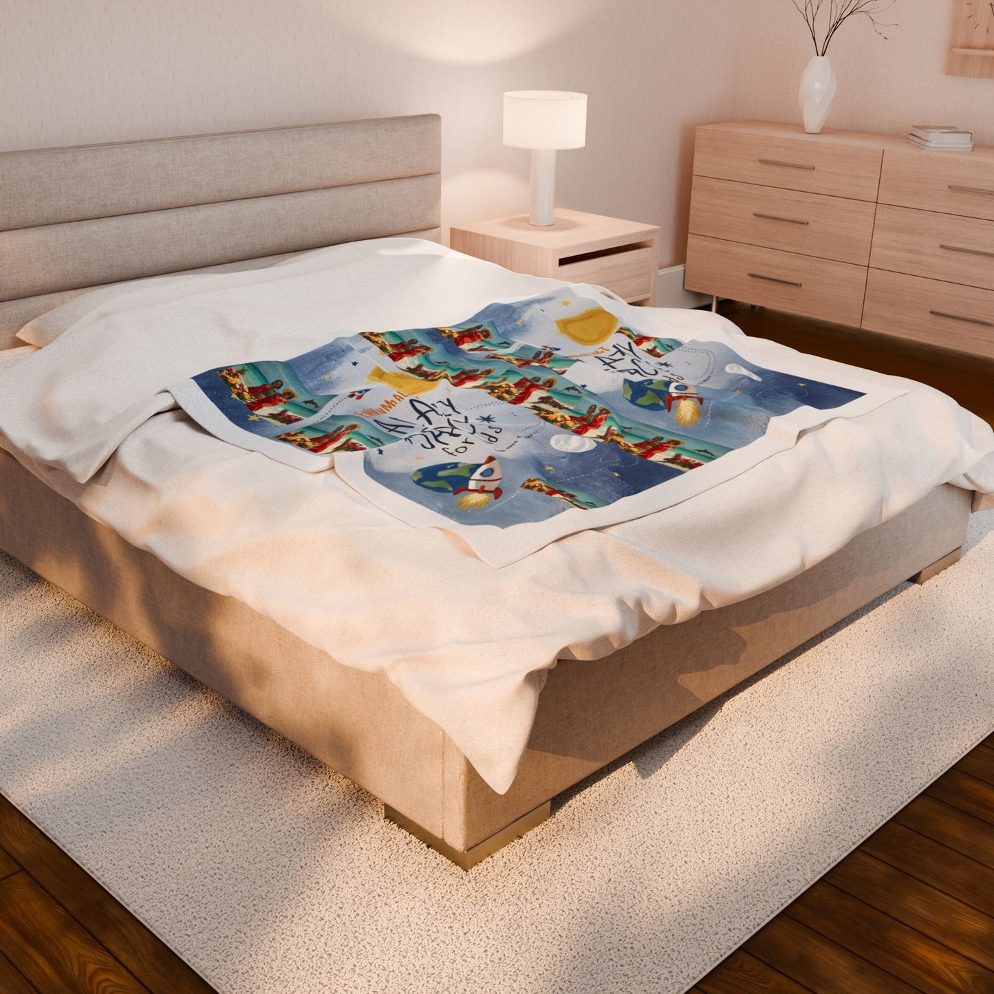 Galactic Adventure Kids' Plush Blanket, Soft Throw for Playtime, Nursery Decor, Space-Themed Gift, Cozy Bed Accessory