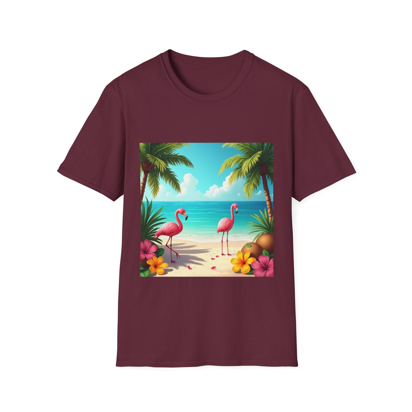 Tropical Flamingo T-Shirt, Unisex Summer Tee, Beach Vibes Apparel, Vacation Wear, Gift for Nature Lovers, Casual Style, Fun Tee