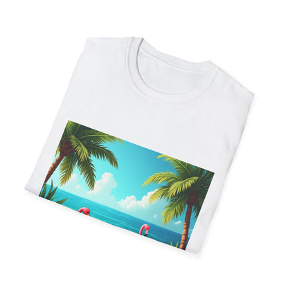 Tropical Flamingo T-Shirt, Unisex Summer Tee, Beach Vibes Apparel, Vacation Wear, Gift for Nature Lovers, Casual Style, Fun Tee
