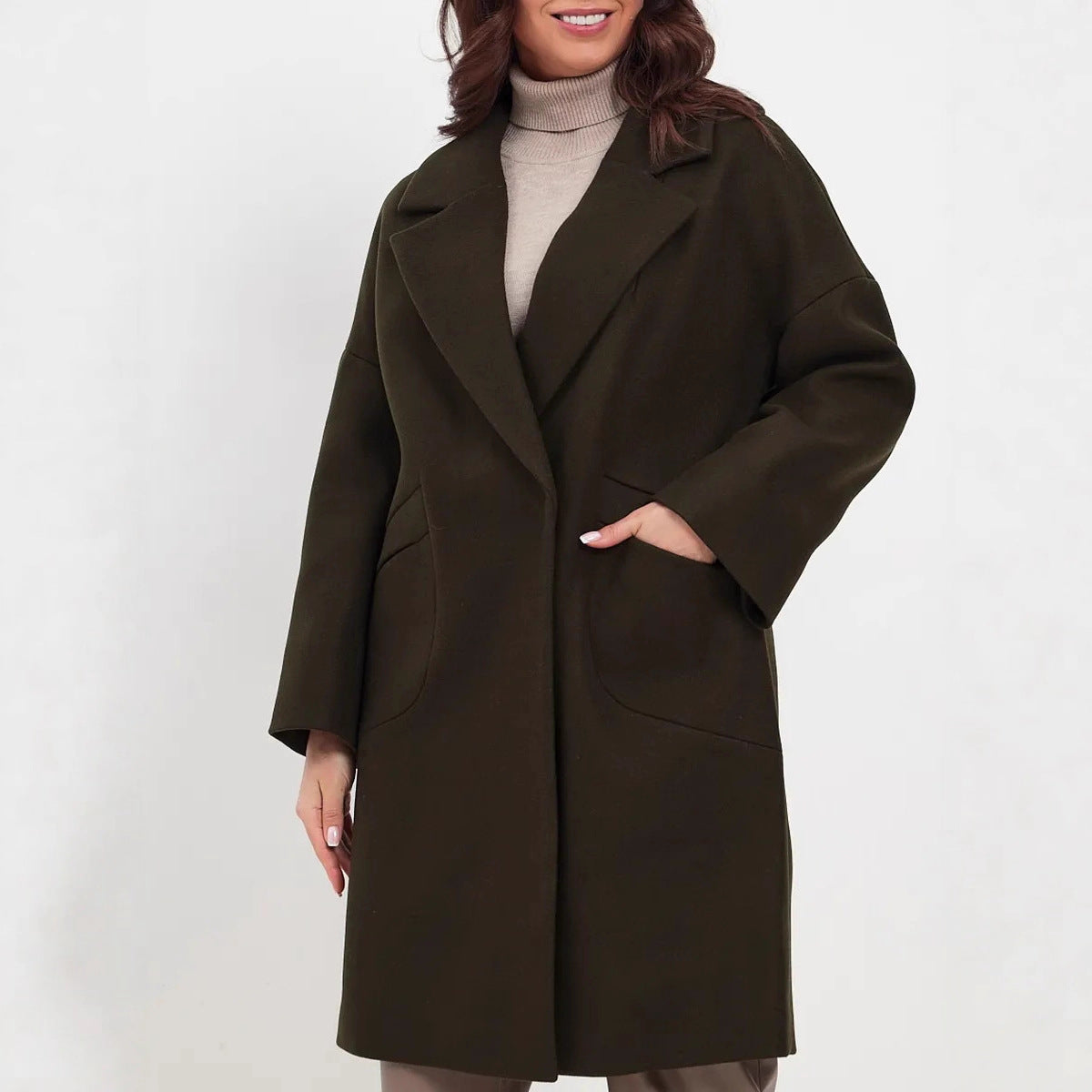 Long Wool Coat With Pockets For Women