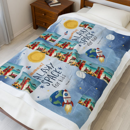 Galactic Adventure Kids' Plush Blanket, Soft Throw for Playtime, Nursery Decor, Space-Themed Gift, Cozy Bed Accessory