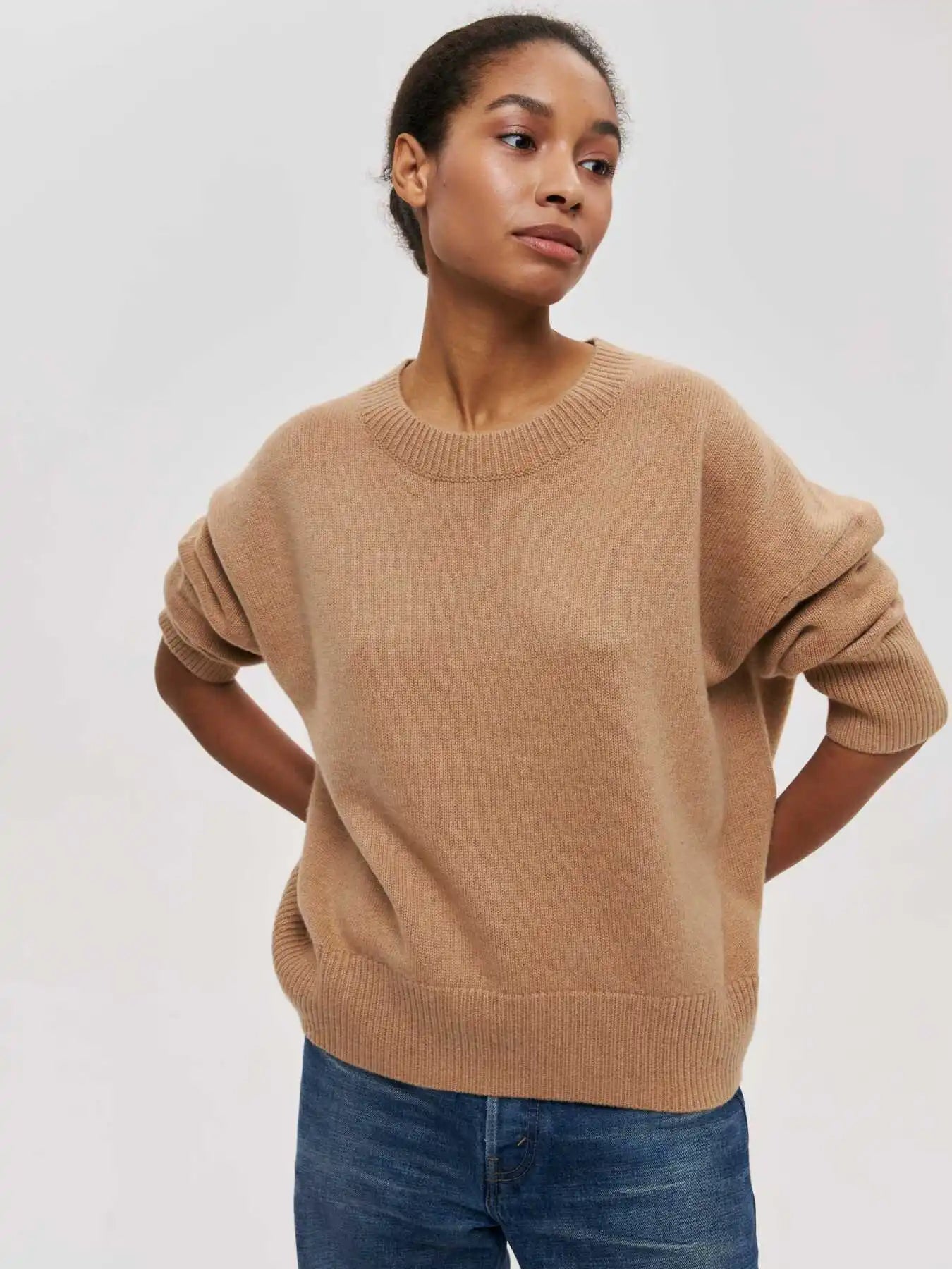 Autumn Winter Oversized Casual Pullover Tops for Women Loose Knitted O-Neck Jumper Female Sweater