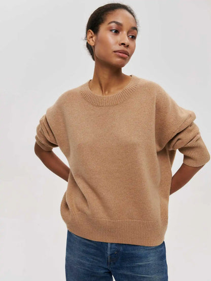 Autumn Winter Oversized Casual Pullover Tops for Women Loose Knitted O-Neck Jumper Female Sweater