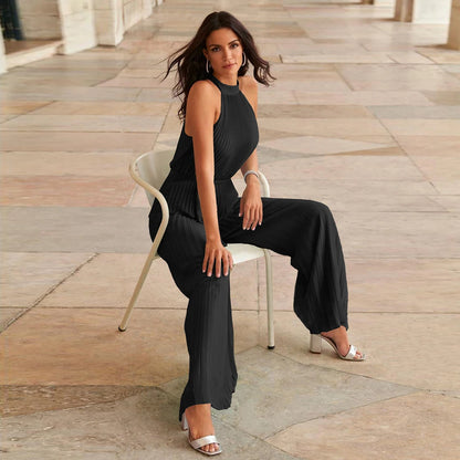 Casey Sleeveless Wide-leg Jumpsuit with Belt