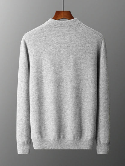 Luxury Men Cashmere Sweater 100% Merino Wool Buttoned Pullover Autumn Winter Polo Collar Knitwear Male Casual Warm Jumper Tops