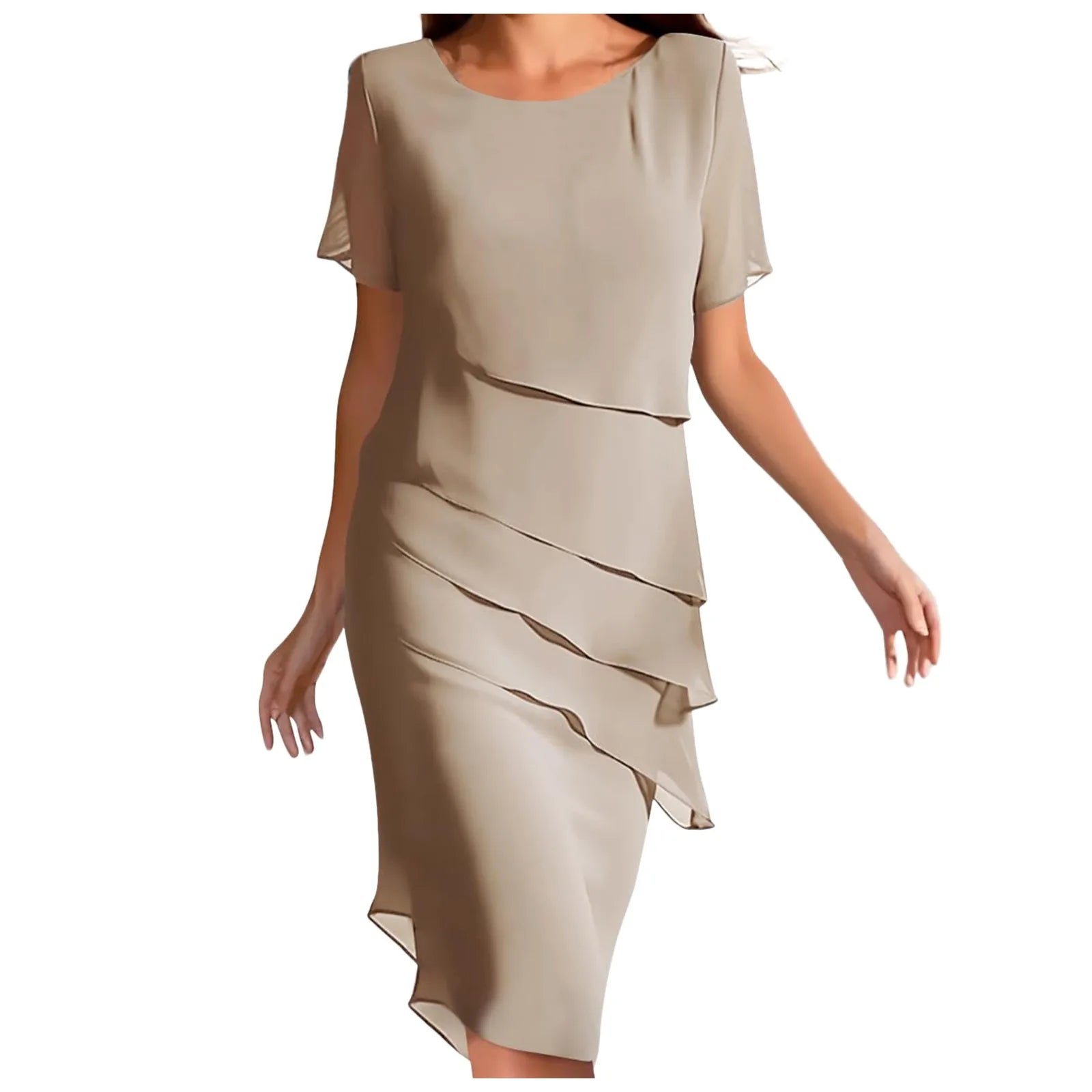 Luxury Women'S Elegant Dress Outfits Women'S Summer Dress Patchwork Chiffon Round Neck Short Vestidos De Fiesta Elegantes 2024