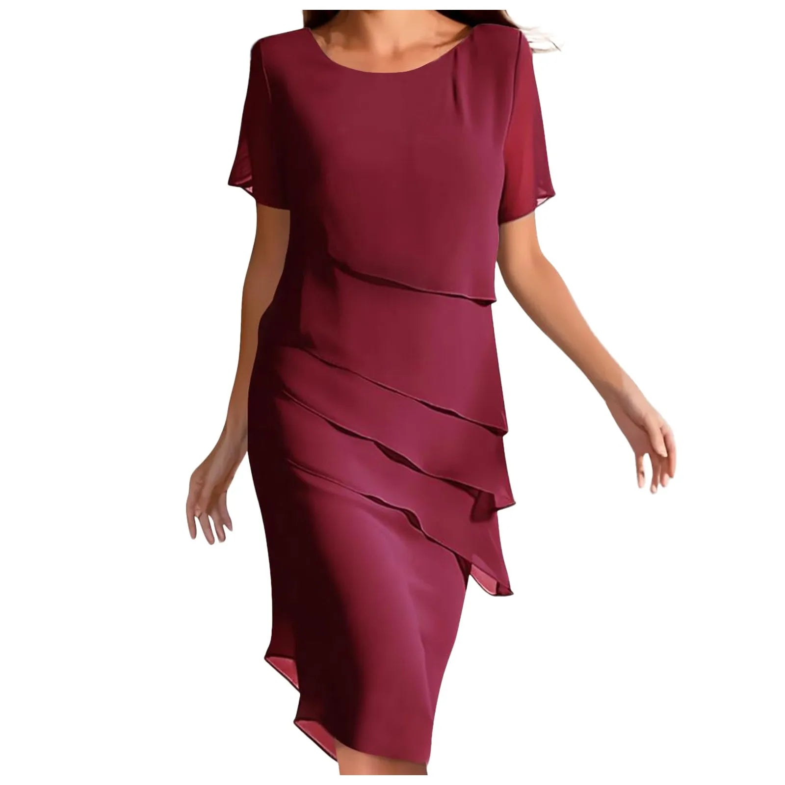 Luxury Women'S Elegant Dress Outfits Women'S Summer Dress Patchwork Chiffon Round Neck Short Vestidos De Fiesta Elegantes 2024