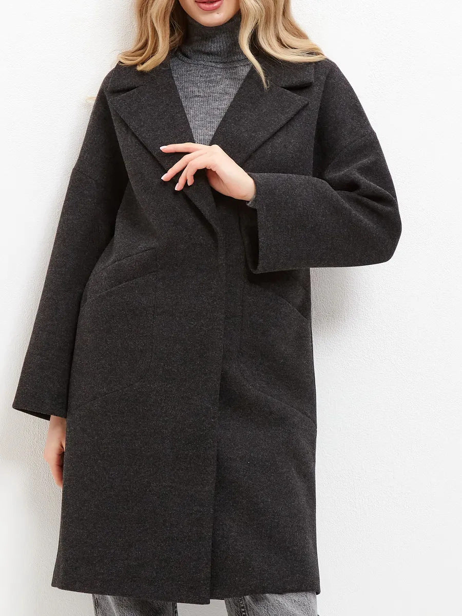 Long Wool Coat With Pockets For Women