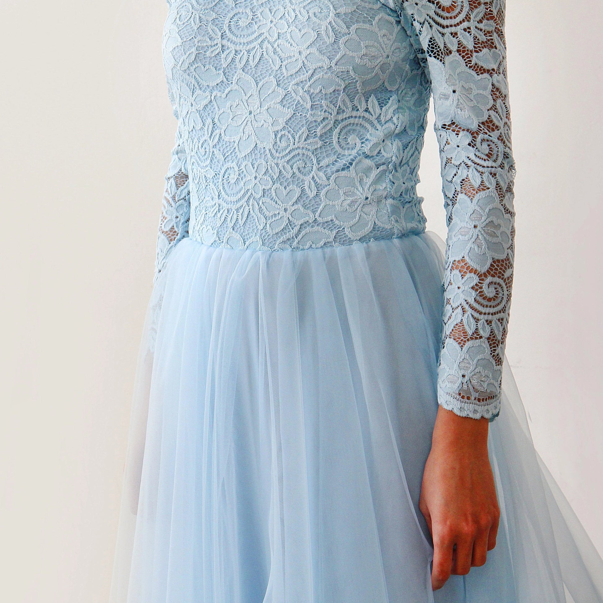 Light Blue Off-The-Shoulder Dress #1134