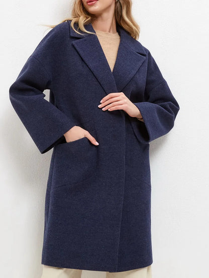Long Wool Coat With Pockets For Women