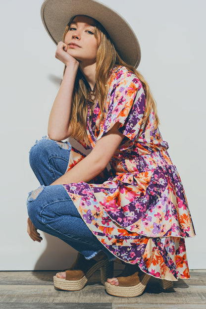 Floral Mini Dress in Multicolour (Copy)