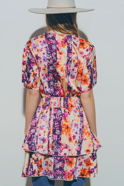 Floral Mini Dress in Multicolour (Copy)