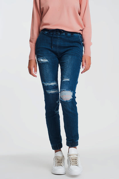Dark Denim Lightweight Jogger Jeans