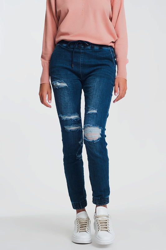 Dark Denim Lightweight Jogger Jeans