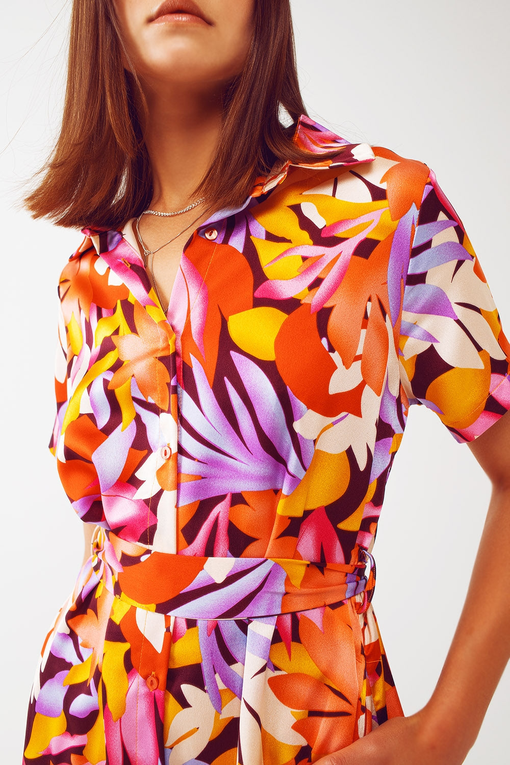 Midi Floral Print Dress in Multicolour (Copy)