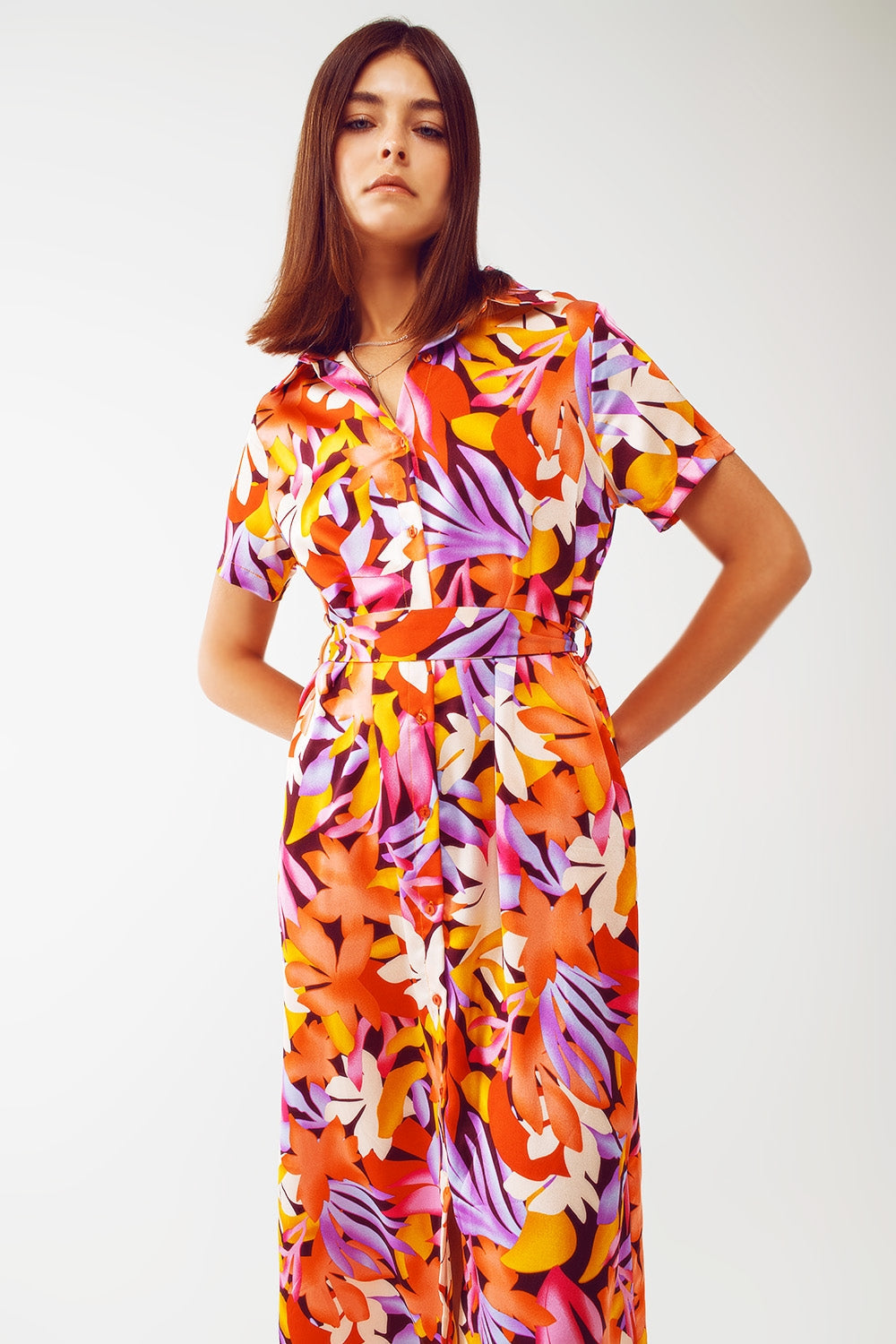 Midi Floral Print Dress in Multicolour (Copy)