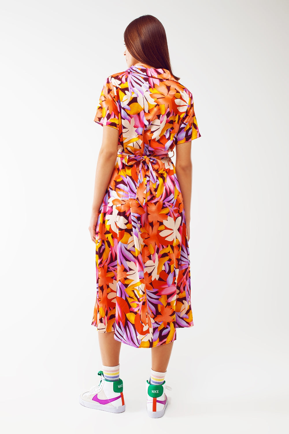 Midi Floral Print Dress in Multicolour (Copy)