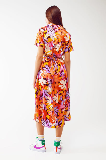 Midi Floral Print Dress in Multicolour (Copy)